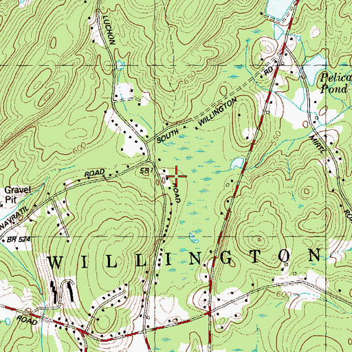 Topographic Map of Willington Fire Marshal's Office, CT
