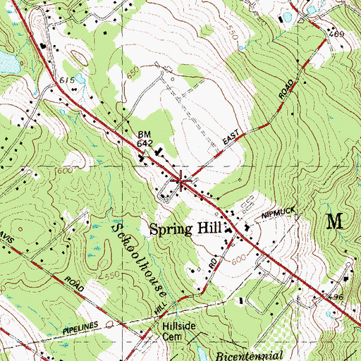 Topographic Map of Mansfield Fire Department Station 307, CT