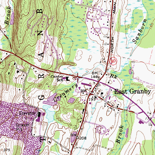Topographic Map of East Granby Fire Marshal's Office, CT