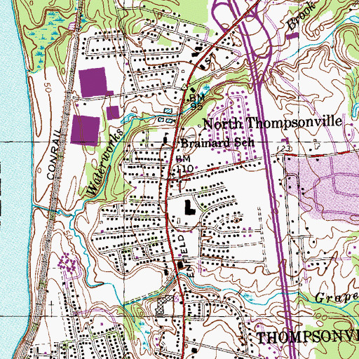 Topographic Map of North Thompsonville Fire Department, CT