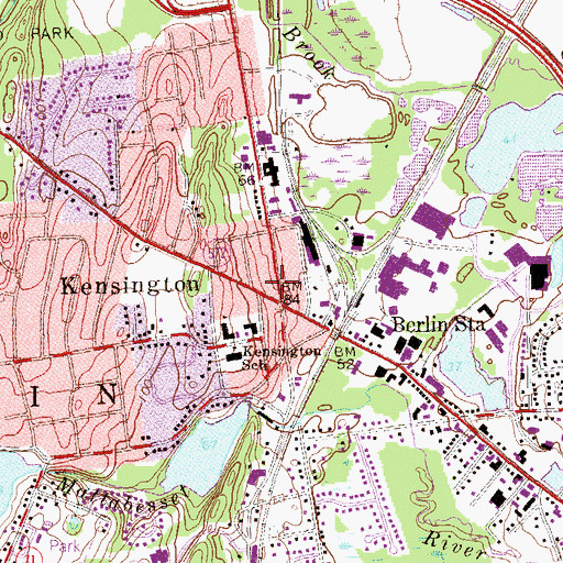 Topographic Map of Kensington Fire District Tax Office, CT