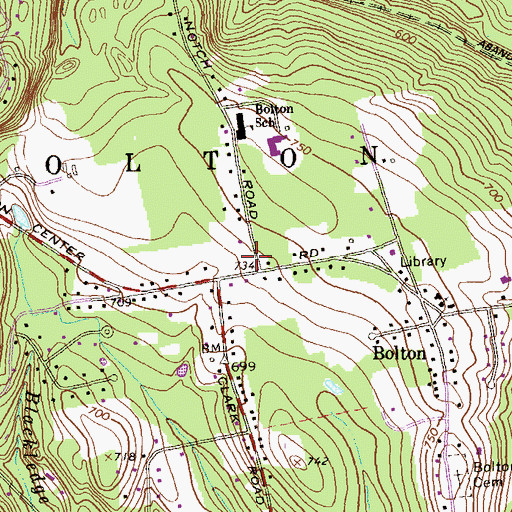 Topographic Map of Bolton Fire Department, CT