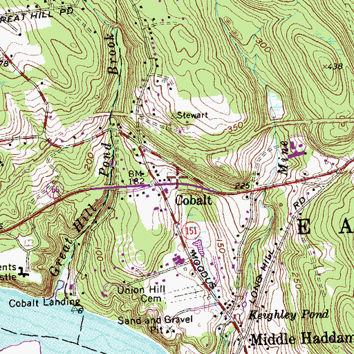 Topographic Map of East Hampton Volunteer Fire Department Company 2 Cobalt Station, CT
