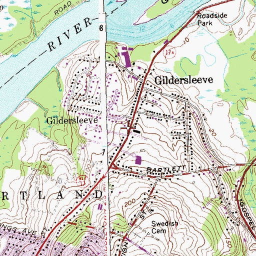 Topographic Map of Portland Fire Department Company 2, CT