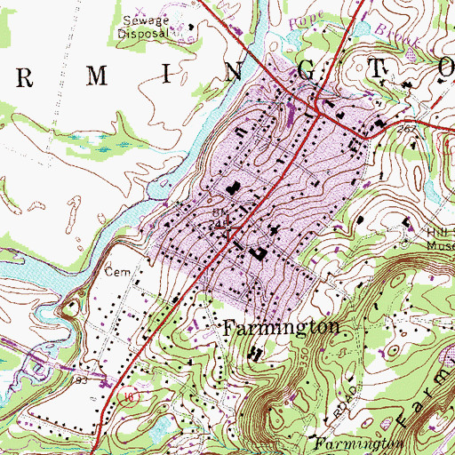 Topographic Map of Farmington Fire Department Farmington Fire Station, CT