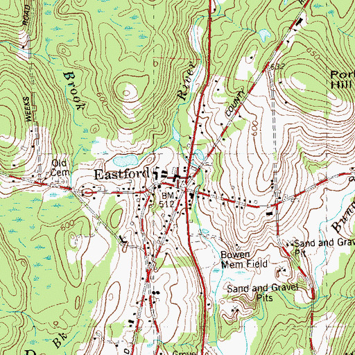 Topographic Map of Eastford Fire Department Station 71, CT