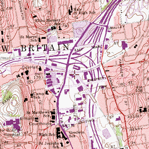 Topographic Map of New Britain Public Safety Center, CT