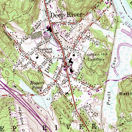 Topographic Map of Deep River Fire Marshal's Office, CT