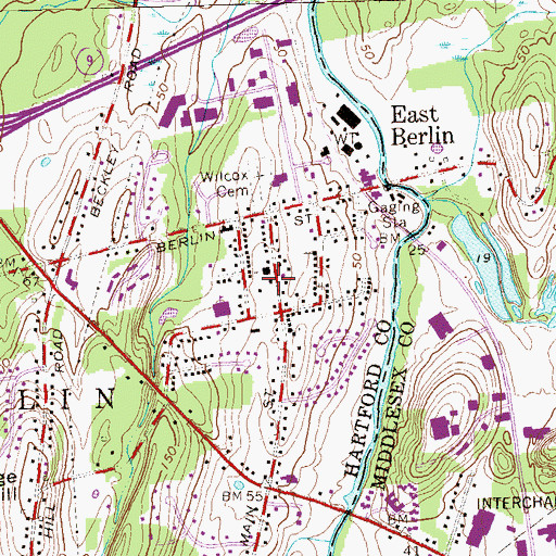 Topographic Map of East Berlin Fire Department, CT