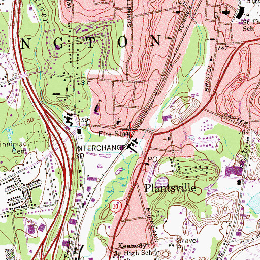 Topographic Map of Southington Fire Department Engine Company 2, CT