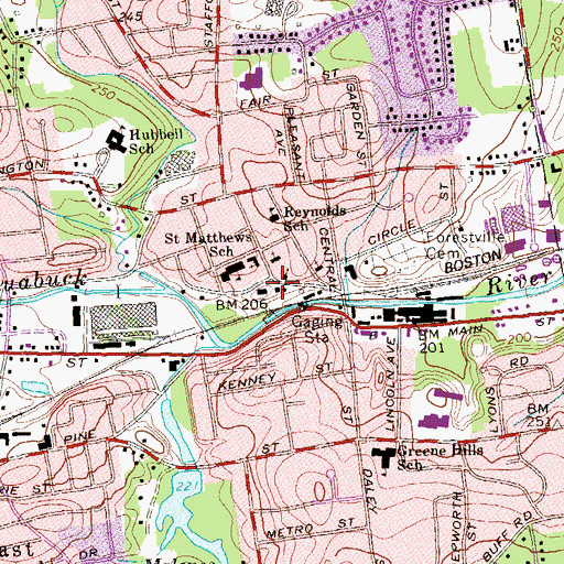 Topographic Map of Bristol Fire Department Engine Company 3, CT