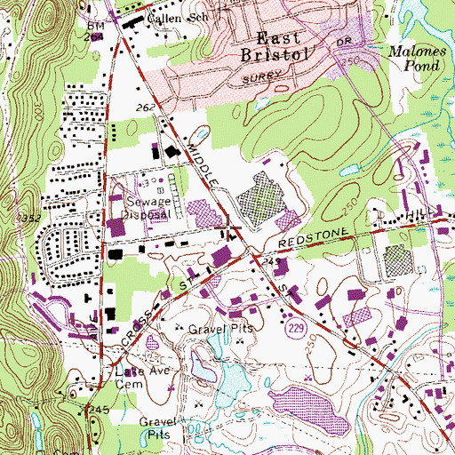 Topographic Map of Bristol Fire Department Engine Company 4, CT