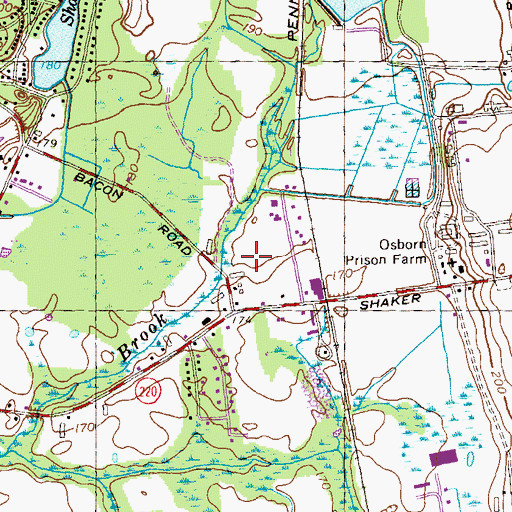 Topographic Map of Shaker Pines Fire Department, CT