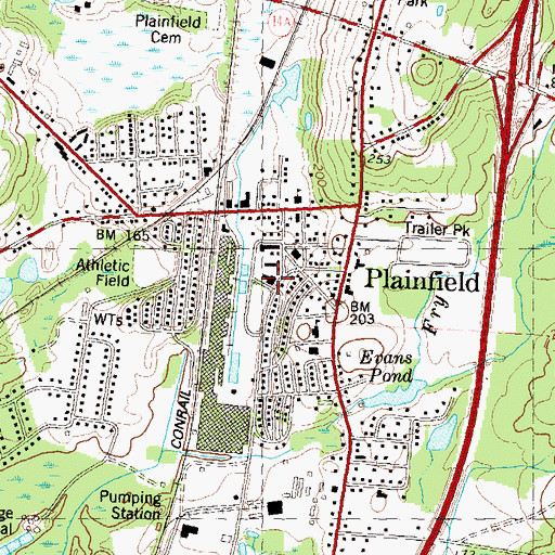Topographic Map of Plainfield Fire Marshal's Office, CT