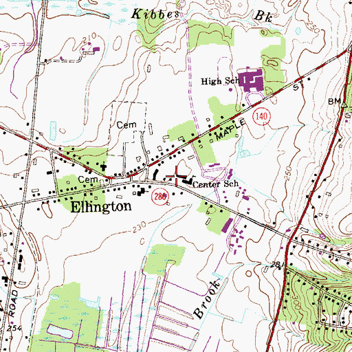 Topographic Map of Ellington Fire Marshal's Office, CT