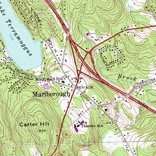 Topographic Map of Marlborough Volunteer Fire Department Station 1, CT