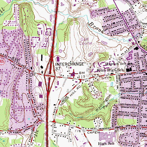 Topographic Map of Windsor Volunteer Fire Department Windsor Station, CT