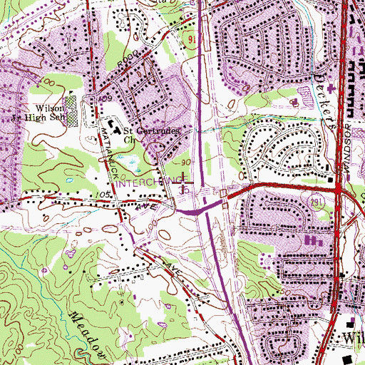 Topographic Map of Windsor Volunteer Fire Department Wilson Station, CT
