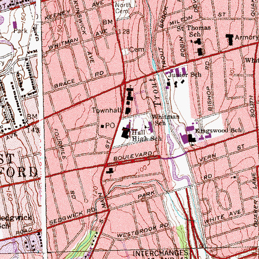 Topographic Map of West Hartford Fire Chief's Office, CT