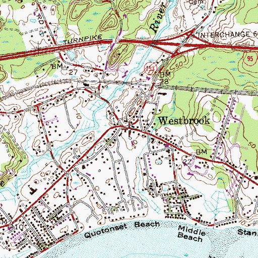 Topographic Map of Westbrook Fire Marshal's Office, CT