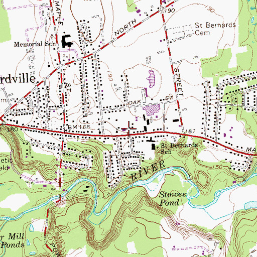 Topographic Map of Hazardville Fire Department, CT