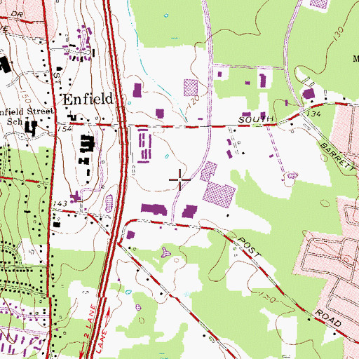 Topographic Map of Enfield Fire Department District 1 Station 1, CT