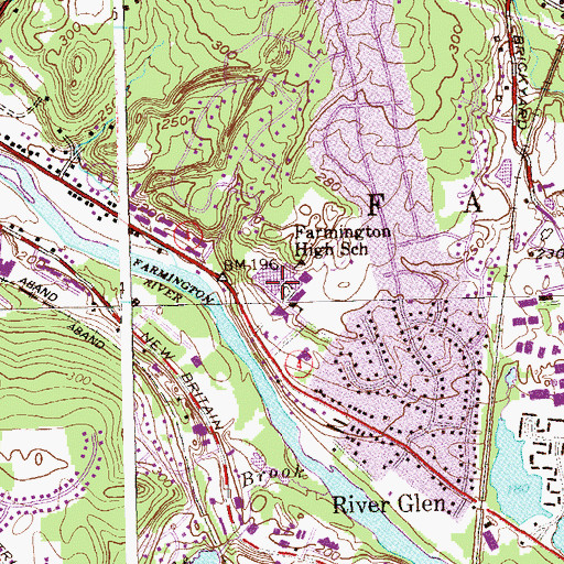 Topographic Map of Farmington Fire Marshal's Office, CT