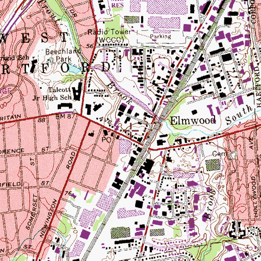 Topographic Map of West Hartford Fire Department Station 3, CT