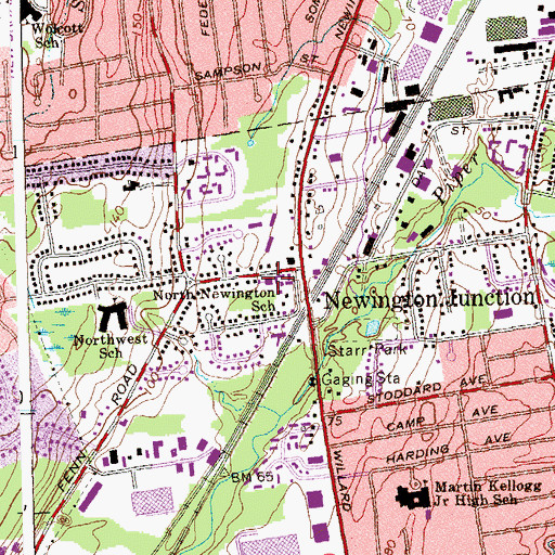 Topographic Map of Newington Volunteer Fire Department Company 3, CT