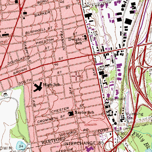 Topographic Map of Hartford Fire Department Company 10, CT