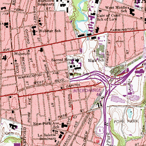Topographic Map of Hartford Fire Department Company 11, CT