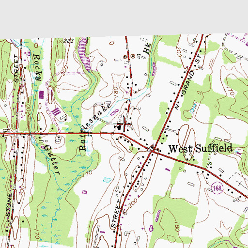 Topographic Map of Suffield Fire Department Station #2, CT