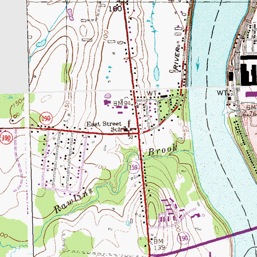 Topographic Map of Suffield Fire Department Station Number 4, CT