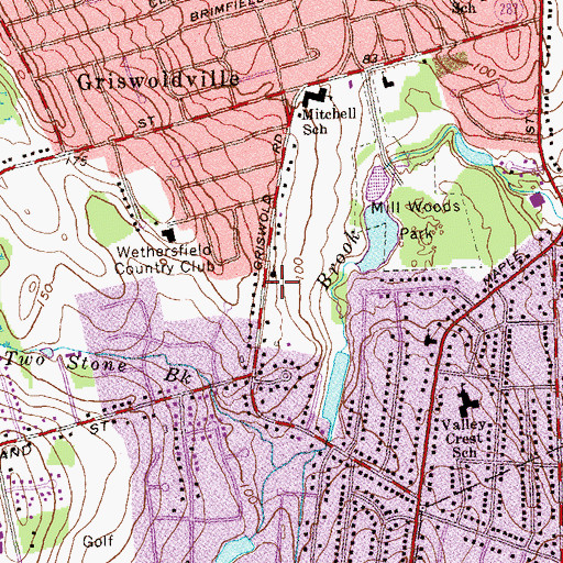 Topographic Map of Wethersfield Volunteer Fire Department Company 2, CT