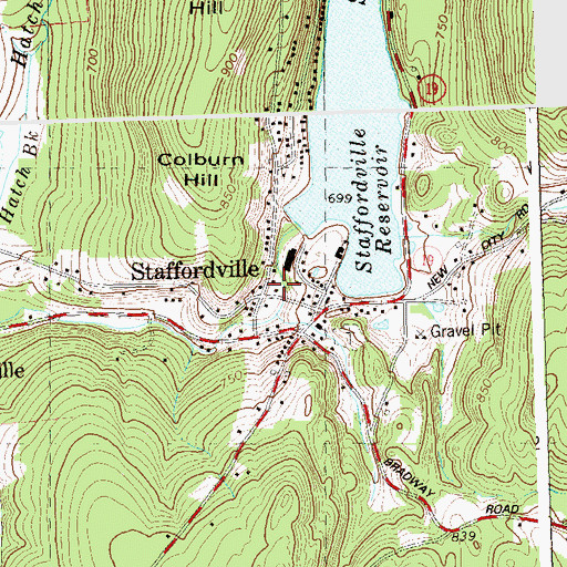 Topographic Map of Stafford Fire Department 1 Station 145, CT