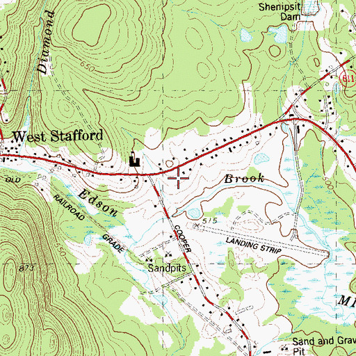 Topographic Map of West Stafford Fire Department Station 44, CT