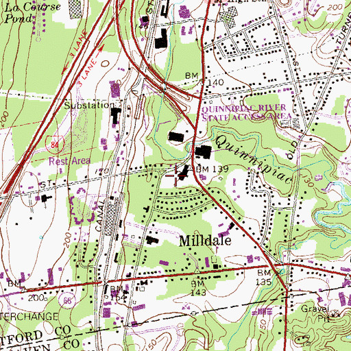 Topographic Map of Southington Fire Department Engine Company 3, CT