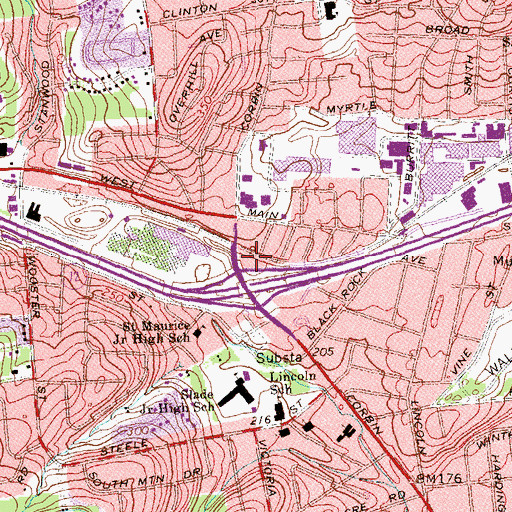 Topographic Map of New Britain Fire Department Station 4, CT