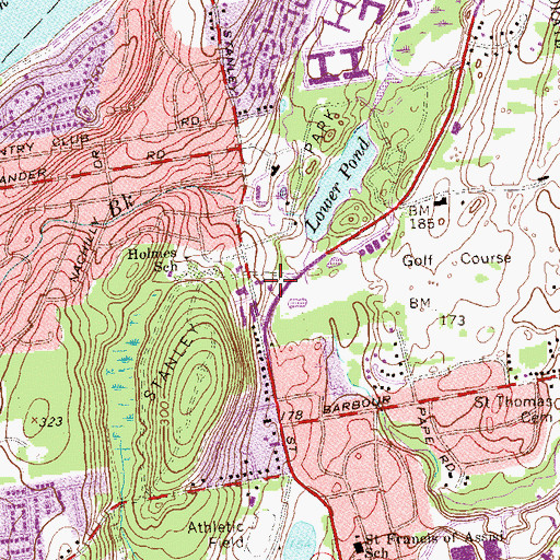 Topographic Map of New Britain Fire Department Station 7, CT