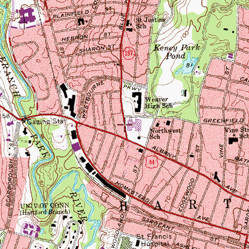 Topographic Map of Hartford Fire Department Company 14, CT