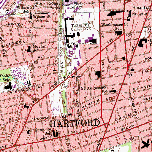 Topographic Map of Hartford Fire Department Company 15, CT