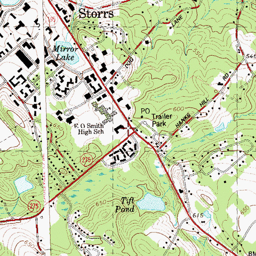 Topographic Map of Mansfield Fire Marshal's Office, CT