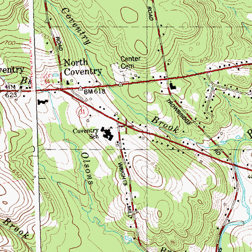 Topographic Map of North Coventry Fire Department Station 11 Headquarters, CT