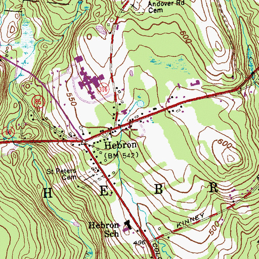 Topographic Map of Hebron Volunteer Fire Department Station 1, CT