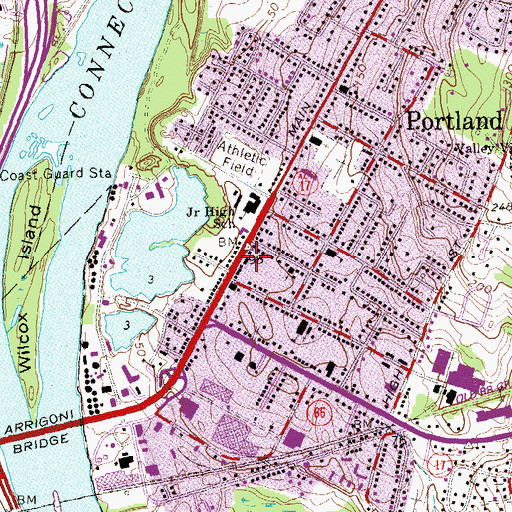 Topographic Map of Portland Fire Marshal's Office, CT