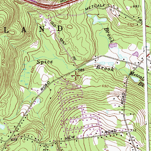 Topographic Map of Tolland Fire Department Station 340, CT