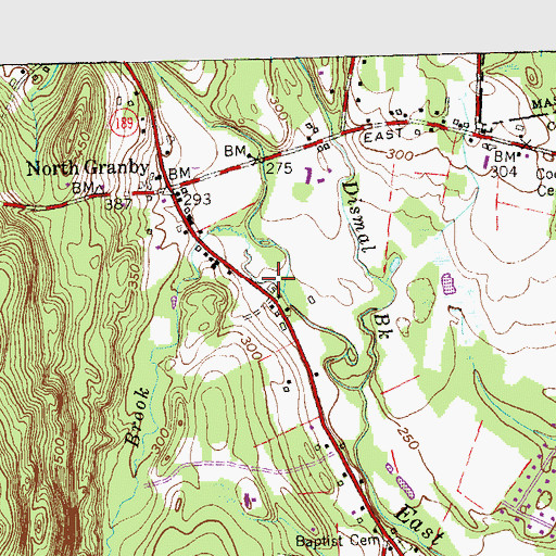 Topographic Map of Lost Acres Fire Department North Granby Station, CT