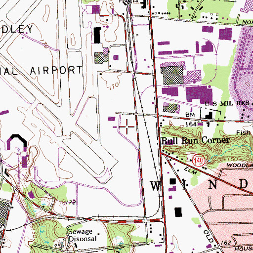 Topographic Map of Bradley Field Fire Department Station 1, CT