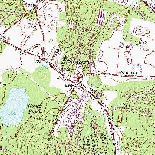 Topographic Map of Simsbury Volunteer Fire Company Firetown Station, CT