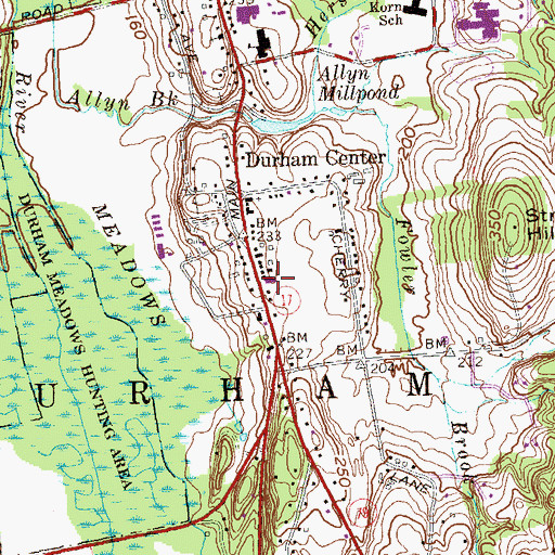 Topographic Map of Durham Volunteer Fire Company, CT